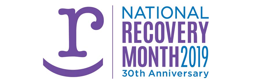 National Recovery Month 2019 30th Anniversary logo celebrating addiction recovery and community support.