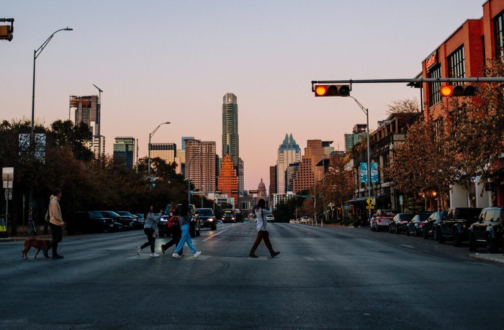 Downtown Austin skyline at sunset, representing access to outpatient alcohol rehab and recovery programs in the city.