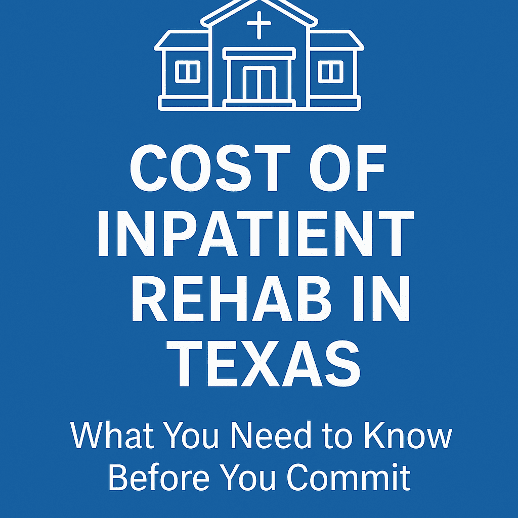 nfographic titled 'Cost of Inpatient Rehab in Texas' with a simple line drawing of a rehab facility.